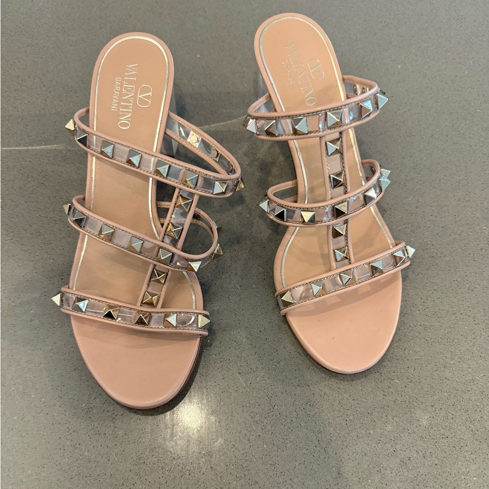 Valentino Pink Rockstud Strappy Heels